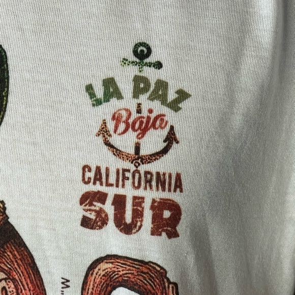 La Paz California Sur Graphic White T-Shirt, octopus- Size Large - Picture 12 of 12